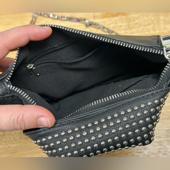 Moto Studded Black Leather Shoulder Bag - Picture 3 of 3